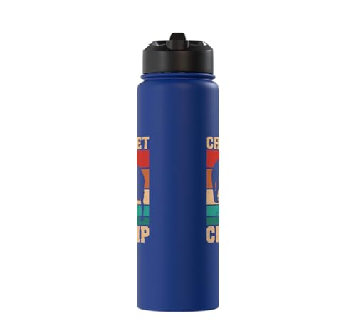 Croquet Champ Retro Funny Lawn Game Player Quote Stainless Steel Insulated Water Bottle - color: Royal Blue