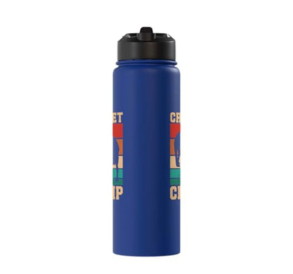 Croquet Champ Retro Funny Lawn Game Player Quote Stainless Steel Insulated Water Bottle - color: Royal Blue