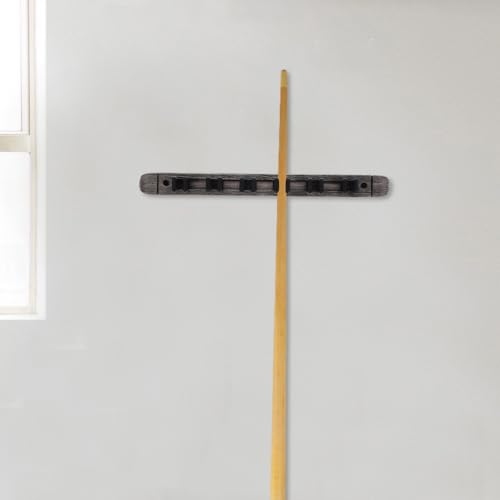 Kisangel Wall Mounted Solid Wood Billiard Cue Rack with Silver Gray Finish, 6-cue Pool Stick Holder for Game Room and Home Recreation Storage