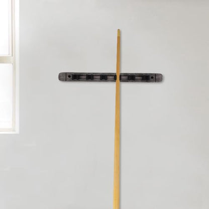 Kisangel Wall Mounted Solid Wood Billiard Cue Rack with Silver Gray Finish, 6-cue Pool Stick Holder for Game Room and Home Recreation Storage
