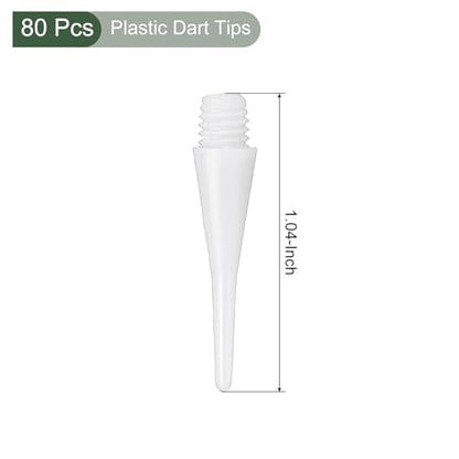 YOKIVE 80 Pcs Plastic Dart Tips, Game 2BA Thread Soft Darts Tips Replacements| Indoor Outdoor Play (White)