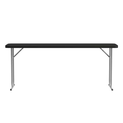 EMMA + OLIVER 6' Rectangular Plastic Folding Table, Long Plastic Foldable Table for Residential Indoor/Outdoor Events, Black - color: Black