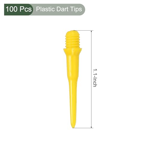 YOKIVE 100 Pcs Plastic Dart Tips, Game 2BA Thread Soft Darts Tips Replacements Dart Accessory | Indoor Outdoor Play (Yellow)