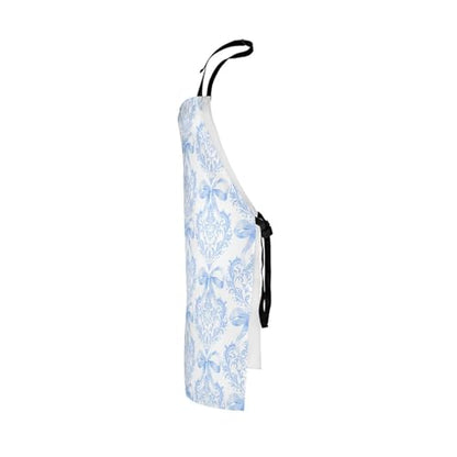 Manfei Blue Bowknot Kids Kitchen Apron - color: Blue