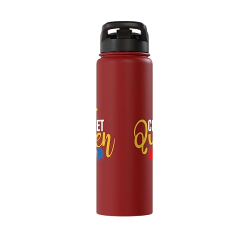 Croquet Queen - Lawn Game Mallet Wicket Hoop Ball Stainless Steel Insulated Water Bottle - color: Red