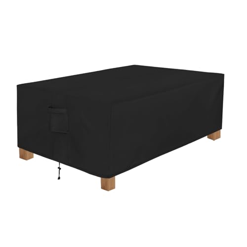 Easy-Going Patio Furniture Cover Waterproof Outdoor Rectangular Table Cover with Seal Tape at Seams (72"L x 44"W x 23"H, Black) - color: Black, size: 72"L x 44"W x 23"H