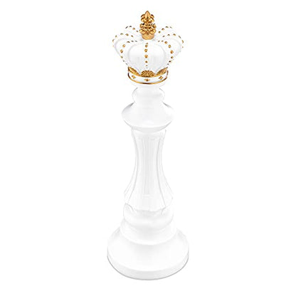 Navaris Chess Statue Decor Piece - 16" Tall Decorative Resin Sculpture - Large Game Figure Decoration Ornament for Home, Office, Study - White King