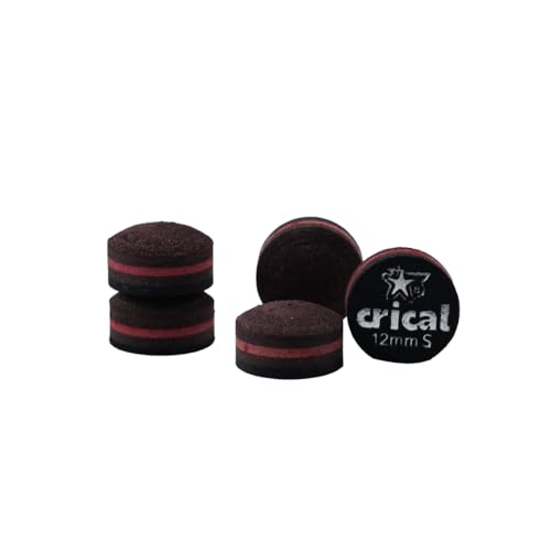 CRICAL Pool Cue Tips 5 Layer Pool Stick Tips (Hardness Soft/Medium/Hard) Billiard Cue Tips (Size 11mm 11.5mm 12mm 13mm) Billiards Accessories - 5 Pieces - color: S, size: 12mm