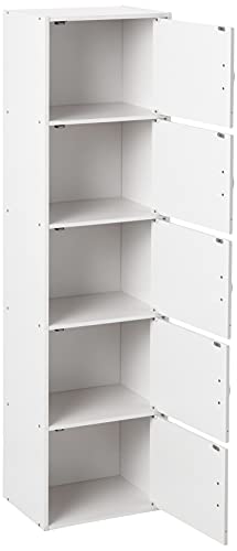 HODEDAH IMPORT Bookcase, White, 5 Door - color: White
