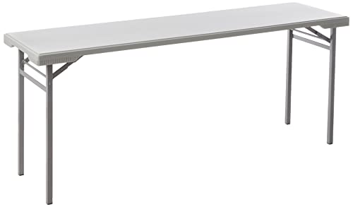 Office Star Resin Multipurpose Rectangle Folding Training Table for Home or Office, 5.87 Feet Long Light Gray