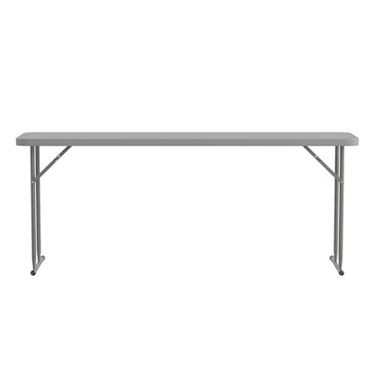 EMMA + OLIVER 6' Rectangular Plastic Folding Table, Long Plastic Foldable Table for Residential Indoor/Outdoor Events, White - color: Grey