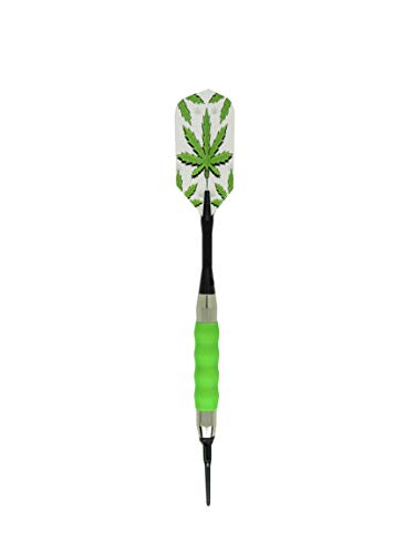 sure grip Viper Green Soft Tip Darts with Dart Case & Accessories Choice of Flights 16 or 18 Grams (Pot Leaves Slim, 18g)