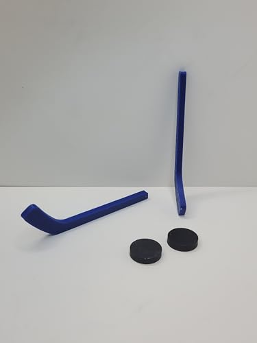 Mini Tabletop Hockey Game with Stick and Puck for Desktop Play Fun Toy for Kids and Adults (2 Blue Sticks + 2 Black Pucks) - color: 2 Blue Sticks + 2 Black Pucks