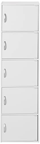 HODEDAH IMPORT Bookcase, White, 5 Door - color: White