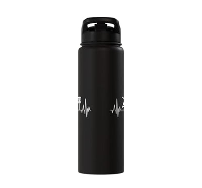 Disc Golf Frisbee Midrange Heartbeat Set Gift Putter Stainless Steel Insulated Water Bottle - color: Black