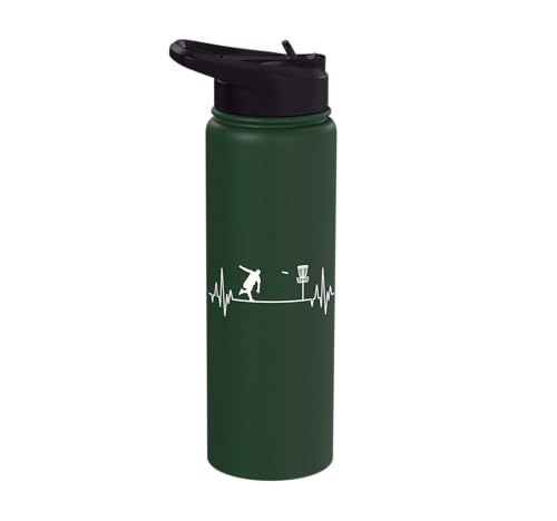 Disc Golf Frisbee Midrange Heartbeat Set Gift Putter Stainless Steel Insulated Water Bottle - color: Dark Green