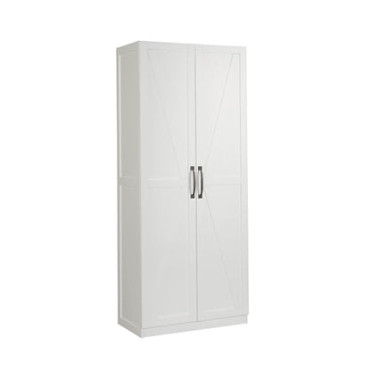 Sauder HomePlus Farmhouse Multipurpose Storage Cabinet Tall Pantry with Adjustable Shelves, in White Finish - color: Farmhouse White