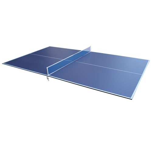GOWE 9ft Blue Mid-Size Ping Pong Conversion Top Foldable & Portable Table Tennis Table Top for Indoor Games