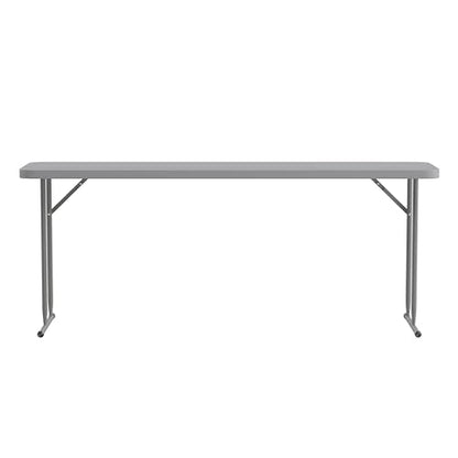 EMMA + OLIVER 6' Rectangular Plastic Folding Table, Long Plastic Foldable Table for Residential Indoor/Outdoor Events, White - color: Grey