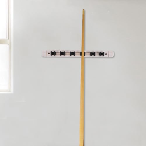 Cabilock Wall Mounted Pool Cue Stick Holder Rack, Solid Wood Billiard Cue Organizer 6 Slots, White Pool Stick Storage for Game Room Billiards Accessories