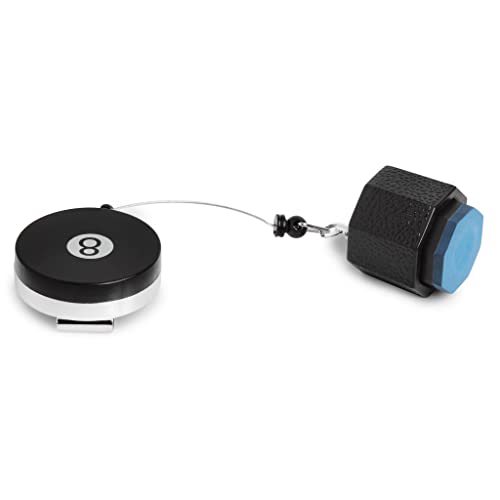 OKKO Retractable Octagon 8-Ball Chalker Billiard Pool Cue Chalk Holder with Belt Clip Black + 1 tube/5pcs of Predator Chalk