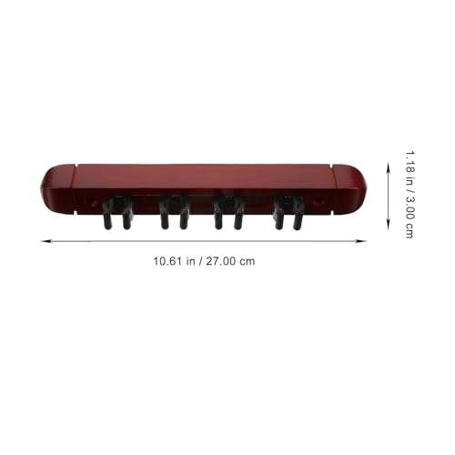 Cabilock Wood Wall-Mounted Pool Stick Rack 4-Hole Solid Wood Billiard Cue Stand Holder Set of 2 Burgundy for Game Room Storage and Display