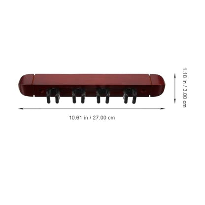 Cabilock Wood Wall-Mounted Pool Stick Rack 4-Hole Solid Wood Billiard Cue Stand Holder Set of 2 Burgundy for Game Room Storage and Display