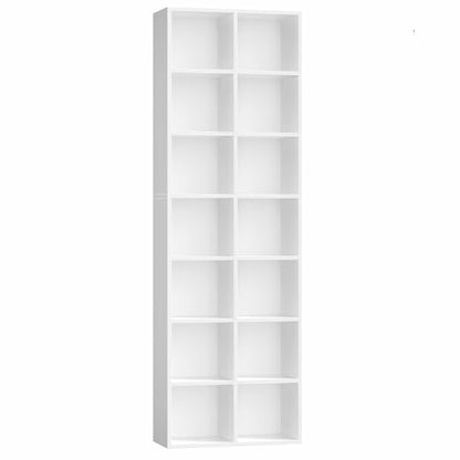 FOTOSOK 71'' Tall Bookshelf with 14 Cubes, 7 Tier Double Wide White Bookshelf with 6 Adjustable Shelves, 19.6" Narrow Bookcase DVD/CD Media Storage, Space Saving Display Shelf Cabinet, White - color: White