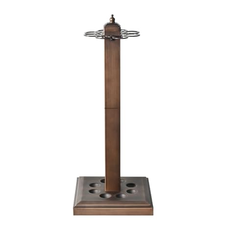 CROWN ME Pool Stick Holder Billiard Cue Rack Holds 8 Sticks Floor Stand metal billiard cue rack, pool cue holder-Finish Bronze - color: Brown