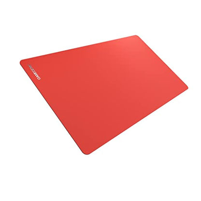 Gamegenic Prime Playmat – Red Color, 61 x 35 cm Soft Cushioned Natural Rubber Playmat with Anti-Slip Back & Silver Foil Logo, Premium Surface for Card Games, Dice, and Desk Protection - color: Red