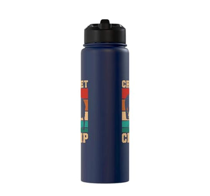 Croquet Champ Retro Funny Lawn Game Player Quote Stainless Steel Insulated Water Bottle - color: Navy Blue