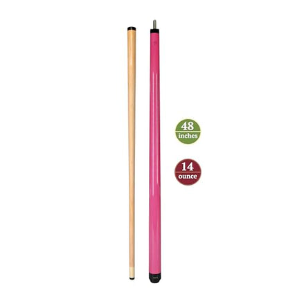 ASKA Short Kids Cue LCS, Canadian Hard Rock Maple Billiard Pool Cue Stick - color: 48-Inches, Pink (SWP48P)