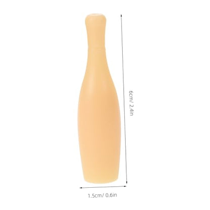 Abaodam 10pcs Small Bowling Indoor Miniature Tabletop Bowling Party Decorations Desktop Bowling Pin for Game Bowling Pin Accessory Tiny Bowling Pin Plastic Beige