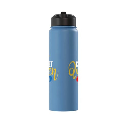 Croquet Queen - Lawn Game Mallet Wicket Hoop Ball Stainless Steel Insulated Water Bottle - color: Light Blue