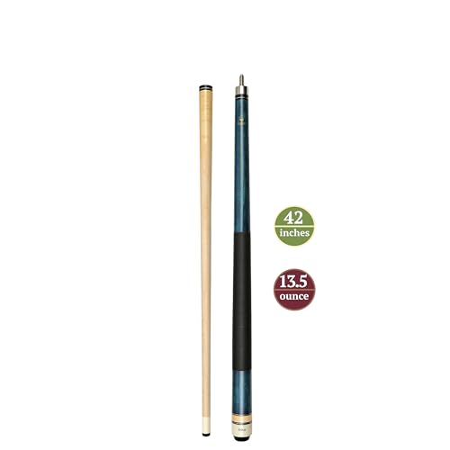ASKA Short Kids Cue LCS, Canadian Hard Rock Maple Billiard Pool Cue Stick - color: Blue 42-inches