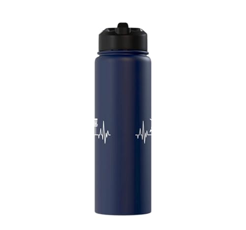 Disc Golf Frisbee Midrange Heartbeat Set Gift Putter Stainless Steel Insulated Water Bottle - color: Navy Blue