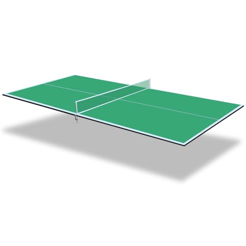 IUNNDS Table Tennis Table Topper, 6/7/8/8.5/9FT Foldable Ping Pong Conversion Top with Net Set for Billiard & Pool Tables - color: Green, size: 8FT for 6FT Pool Table