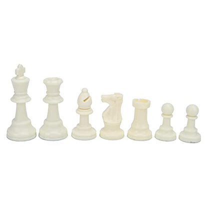 Chess Checkers Set, 42x42cm Portable Travel Board Games Folding Rubber Chessboard 32 Chess Pieces Set with Storage Bag for Adults Competition