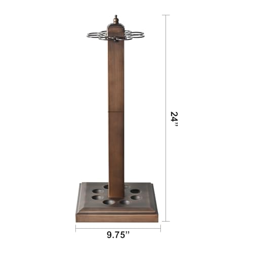 CROWN ME Pool Stick Holder Billiard Cue Rack Holds 8 Sticks Floor Stand metal billiard cue rack, pool cue holder-Finish Bronze - color: Brown