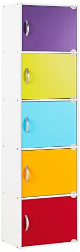 HODEDAH IMPORT Bookcase, Rainbow, 5 Door - color: Rainbow