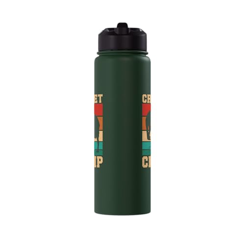 Croquet Champ Retro Funny Lawn Game Player Quote Stainless Steel Insulated Water Bottle - color: Dark Green