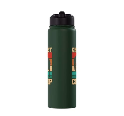 Croquet Champ Retro Funny Lawn Game Player Quote Stainless Steel Insulated Water Bottle - color: Dark Green