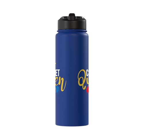 Croquet Queen - Lawn Game Mallet Wicket Hoop Ball Stainless Steel Insulated Water Bottle - color: Royal Blue