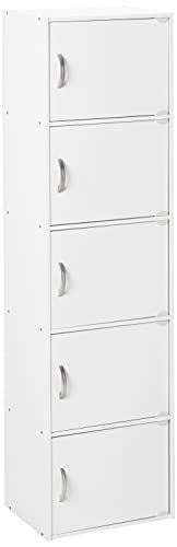 HODEDAH IMPORT Bookcase, White, 5 Door - color: White