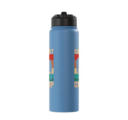 Croquet Champ Retro Funny Lawn Game Player Quote Stainless Steel Insulated Water Bottle - color: Light Blue