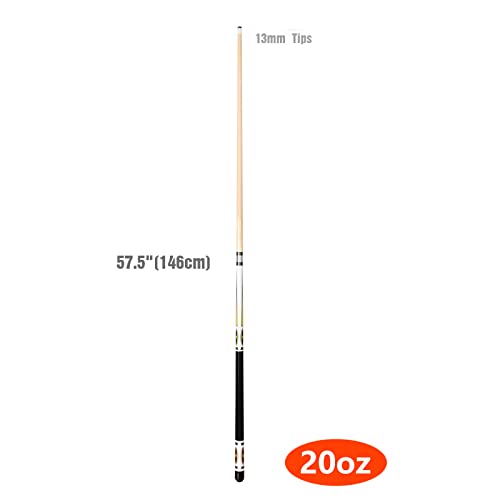 Set of 2 Pool Cue Stick,58" 2 Piece Maple Billiard Cue Stick - color: White