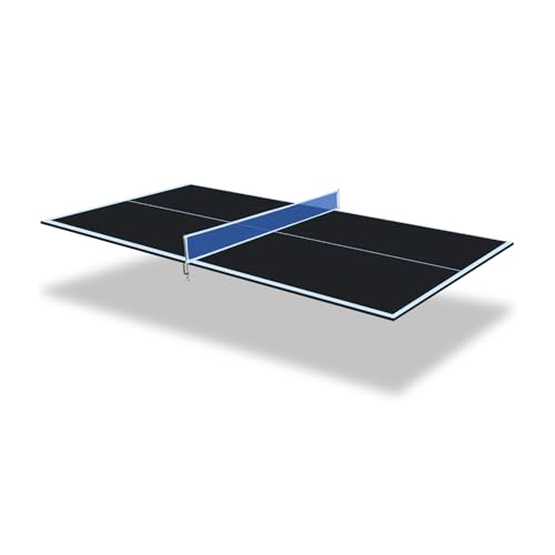 IUNNDS Table Tennis Table Topper, 6/7/8/8.5/9FT Foldable Ping Pong Conversion Top with Net Set for Billiard & Pool Tables - color: Black, size: 6FT for Small Pool Table