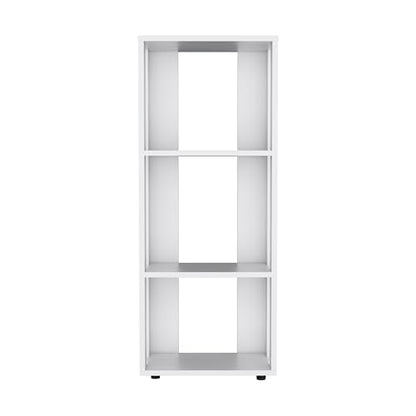 16" Stylish Storage Cabinet with 3-Open-Shelf, Functional Sideboard with Scratch-Resistant Melamine, Living Room Cabinet with Sturdy Construction for Bedroom Office Study, White
