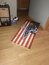 GRAPHIX Express - C201 American Flag Deer - Patriotic Cornhole Board Wrap - Laminated Weatherproof Vinyl Decal - Easy Bubble-Free Application - Stickers Dimensions: 2' x 4' - Set of 2