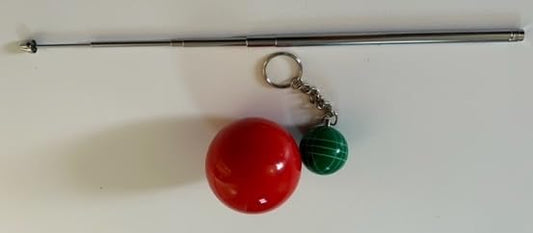 BuyBocceBalls Official Tournament-Grade Bocce Accessory – 60mm Red Pallino with Extendable Measuring Device and Key Chain